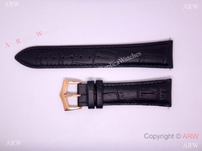 Patek Philippe Real Black leather Band & Rose Gold Clasp - Replica Watch Straps